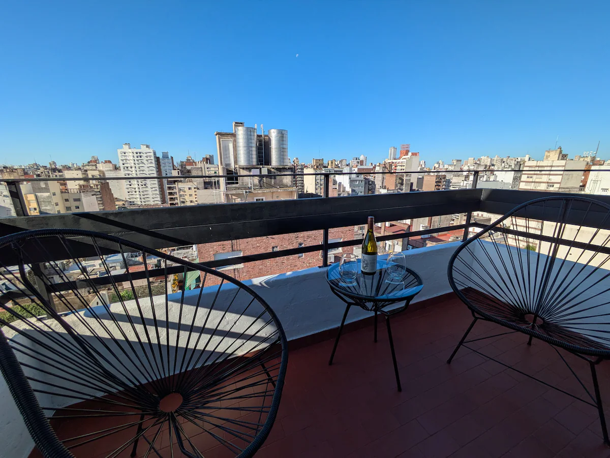 Rosario Barrio Martín apartment — terrace with city view, fully renovated by Berra Group